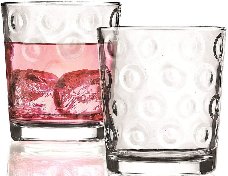 Circleware Circles Heavy Base Whiskey Glass Drinking Glasses, Set of 4, Entertainment Dinnerware Glassware for Water, Juice, Beer Bar Liquor Dining Decor Beverage Cups Gifts, 12.5 oz, Clear - Image 1